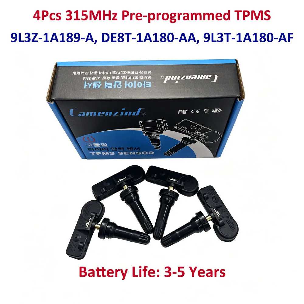 4X TPMS Tire Pressure Sensor 315MHz 9L3Z-1A189-A DE8T-1A180-AA 9L3T-1A180-AF 9L3Z1A189A for Ford F-150 Fusion Escape Focus E-150