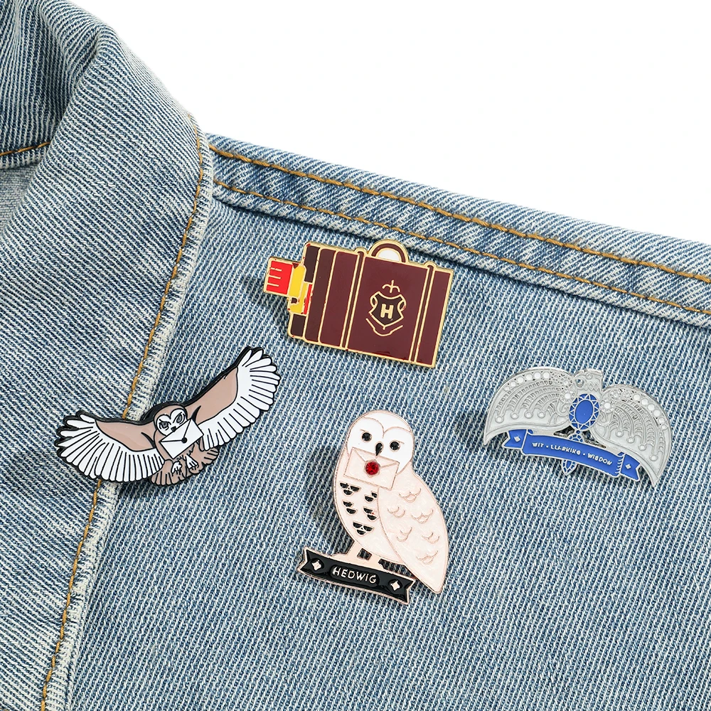 4 Pcs Cartoon Animal Brooch Creative Eagle Enamel Pin Fashionable Suitcase Metal Badge Jewelry Backpack Clothing Accessories