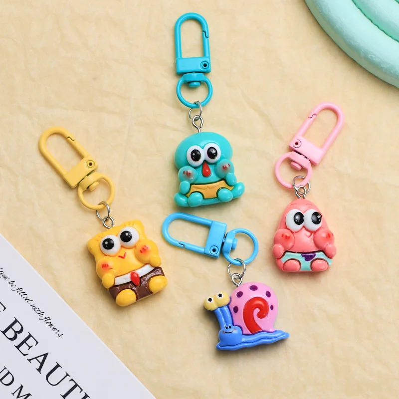 Anime SpongeBob Patrick Star Keychain Cute Funny Shape Keychains Girl Kawaii Backpack Pendant Gift Toys Keyring Accessories