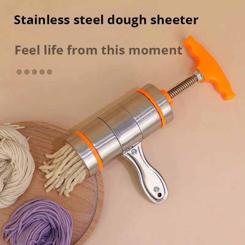 Handheld Noodle Maker Machine Stainless Steel Manual Press Noodle And Pasta Machine For Kitchen Tool With 7 Blade Knife Cutter