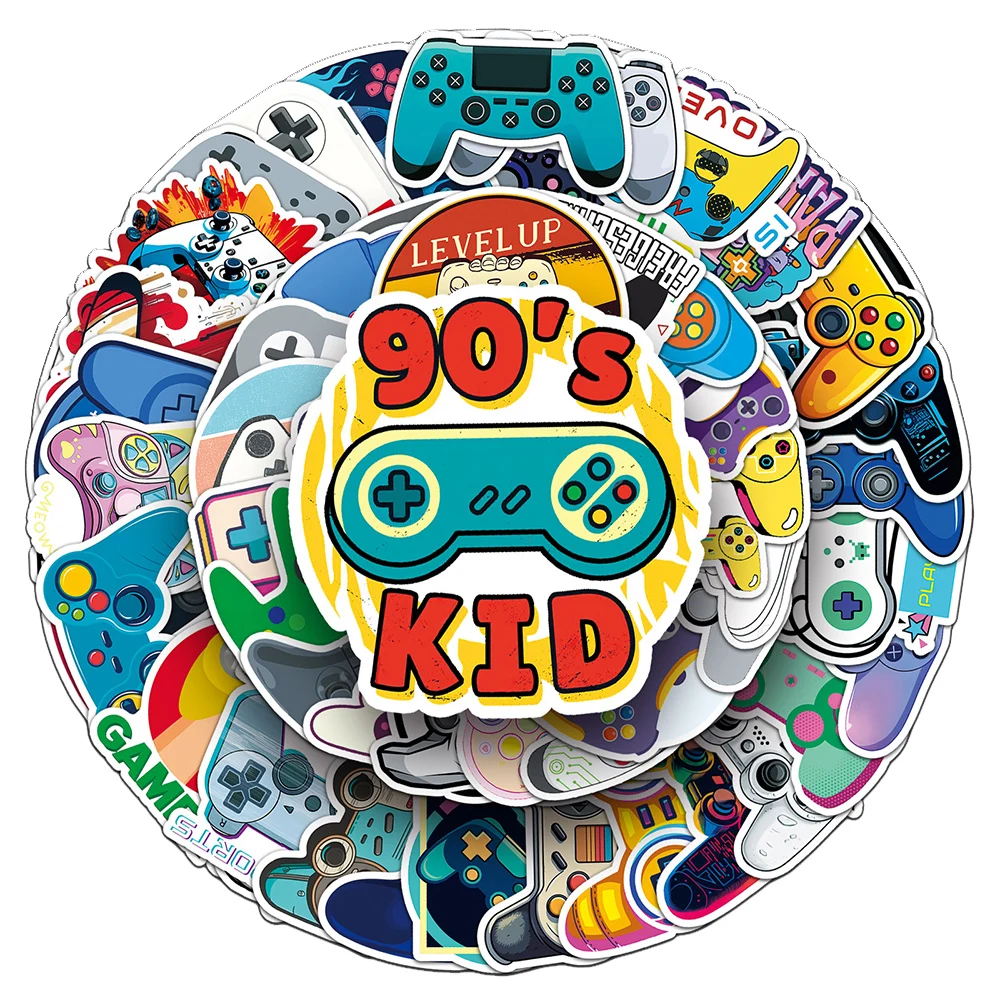 10/30/50/100pcs Cartoon Game Controller Stickers Cool Vintage Gamepad Decals DIY Skateboard Phone Luggage Bike Graffiti Sticker