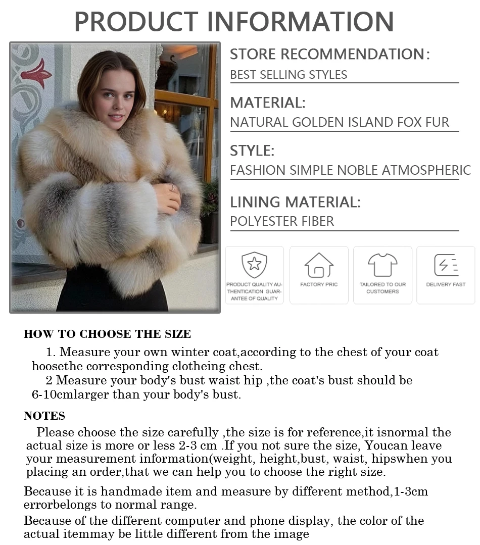 Cappotto di pelliccia di volpe naturale Cappotto corto di vera pelliccia di vendita caldo
