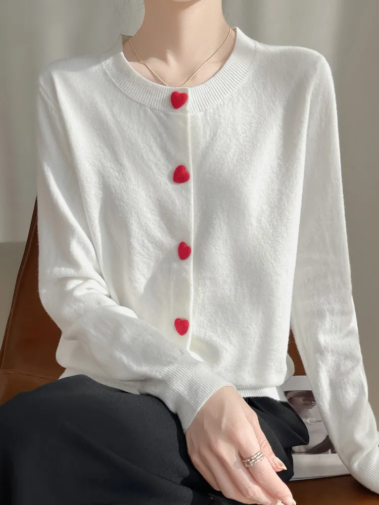 Women's Knitted Open Cardigan Sweater Loose Long Sleeve round Neck Spring Autumn Fashionable Versatile Soft Comfortable Regul...
