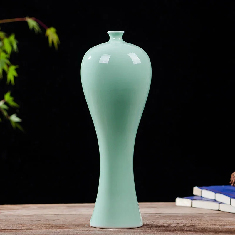 Jingdezhen Ceramic Vase Antique Shadow Celadon Vase Modern Simple Flower Living Room Home Decoration Ornaments