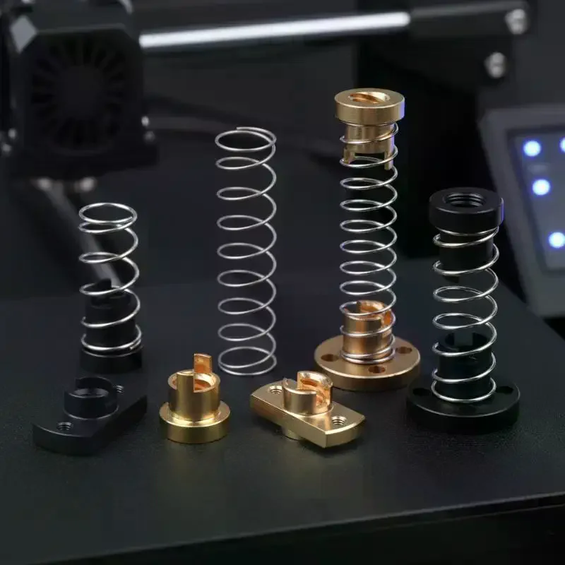 Wear Resistant T8 Anti-backlash Lead Screw Brass POM Spring Nut 2/4/8mm Lead Eliminate Gap for 3D Printer CNC Engraving Parts