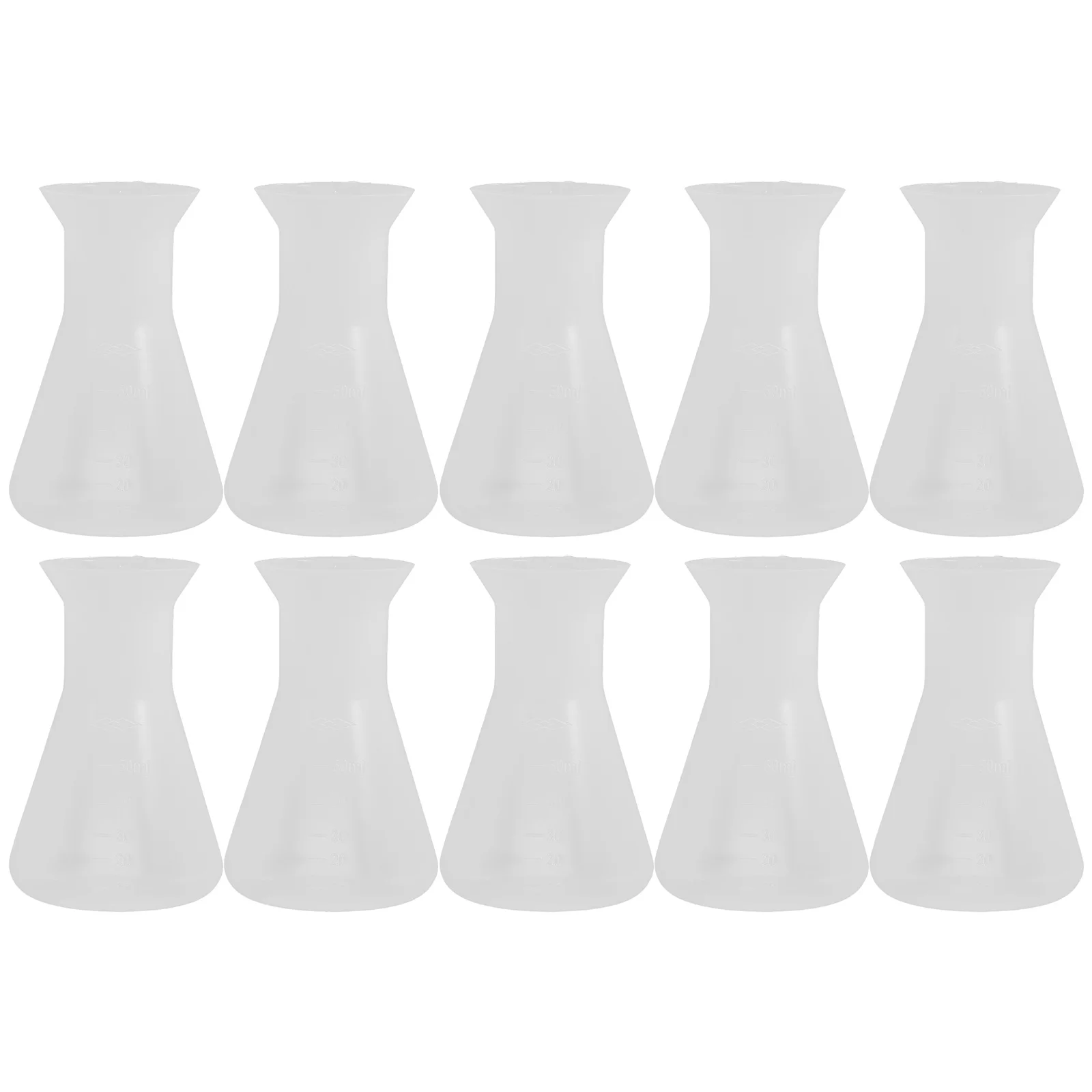 

10 Pcs Erlenmeyer Flask Plastic Beaker Lab Pp Science Experiment Flasks Flat Sided