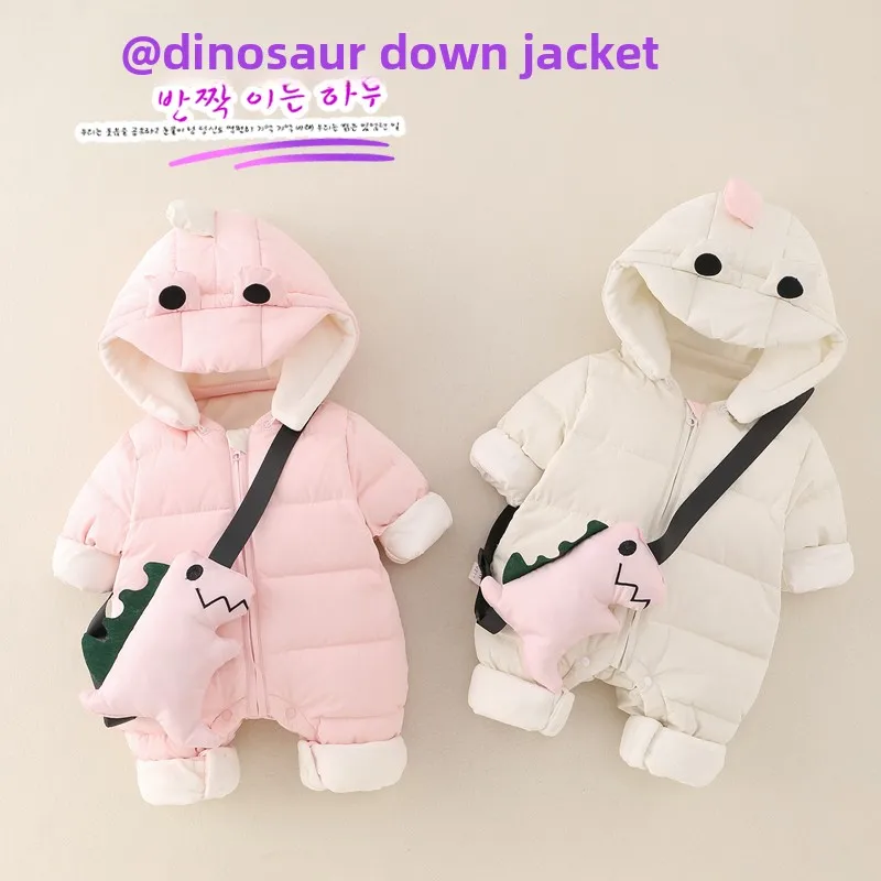 

Зимний комбинезон для малышей, теплая одежда для новорожденных с милым мультяшным принтом, хлопковая одежда для младенцев и малышей