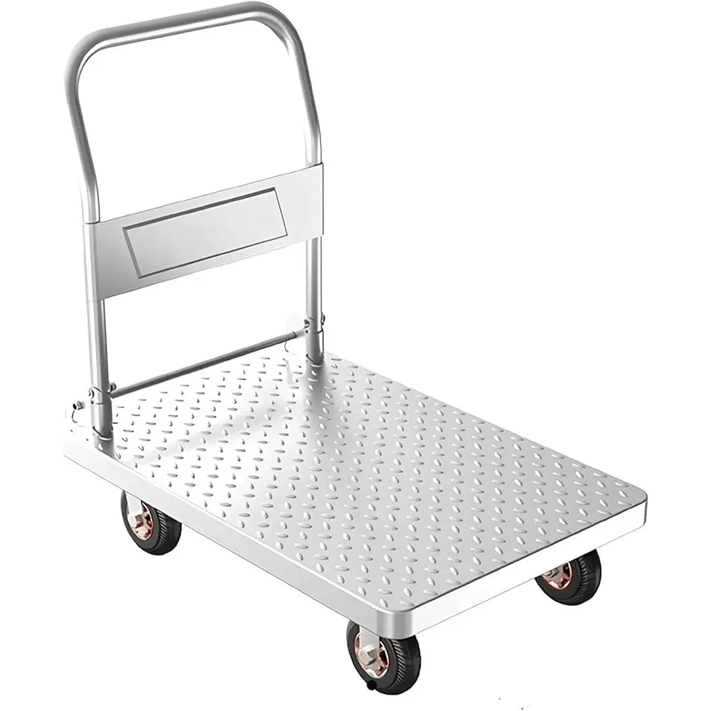 

Легкоуправляемая стальная тележка-платформа со складной ручкой для многоцелевой транспортировки и перемещения дома или в офисе