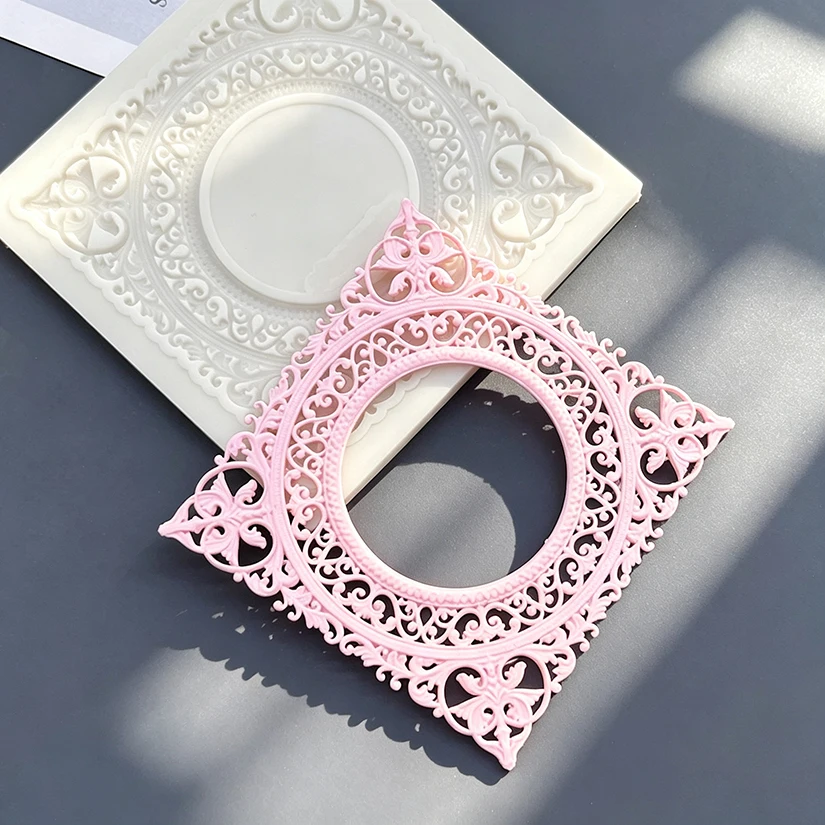 Photo Frame Lace Silicone Sugarcraft Mold Resin Tools Cupcake Baking Mould Fondant Cake Decorating Tools