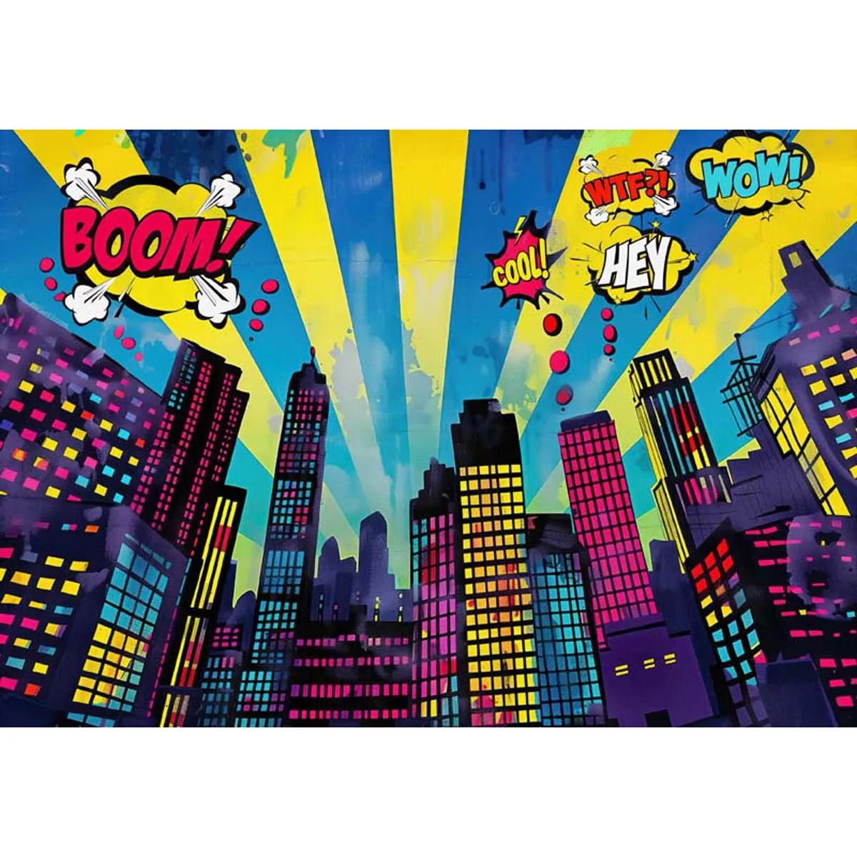 

Allenjoy Allenjoy Superhero City Night Skyscraper Backdrop