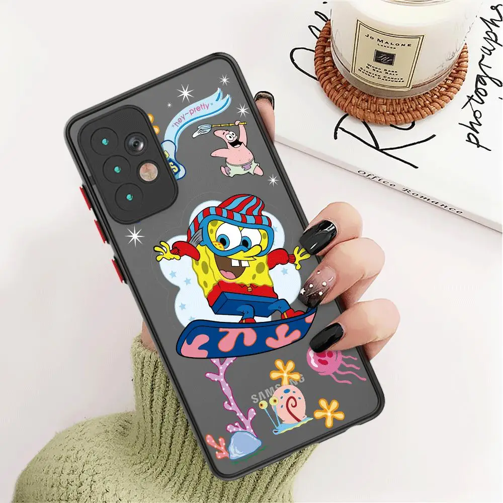 Cute S-SpongeBob Phone Case for Samsung Galaxy A72 A12 A13 A14 A21s A22 A23 A24 A32 A33 A34 A50 A51 A53 A54 A70 A72 A73 5G Cover