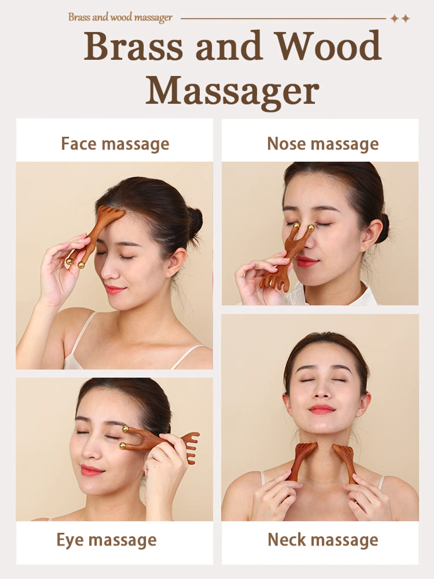 Head Meridian Massage Comb Head Face Scalp Gua Sha Scraping Massager Sandalwood Wide Tooth Facial Guasha Scraping Body Massage