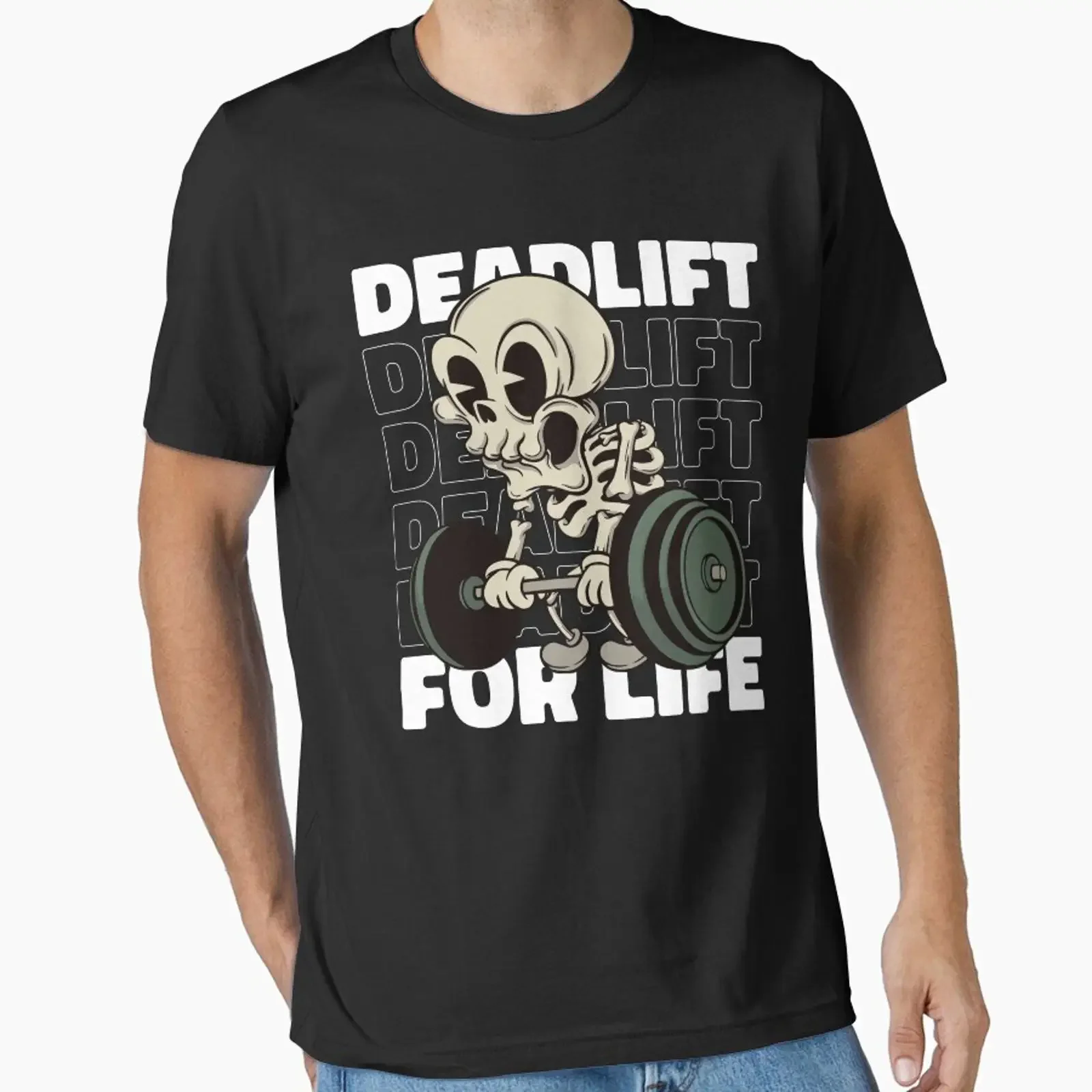 Powerlifting Skeleton Weightlifting Deadlift Gym Art Essential T Shirt vintage Washed Unisex designer clothes Stretched