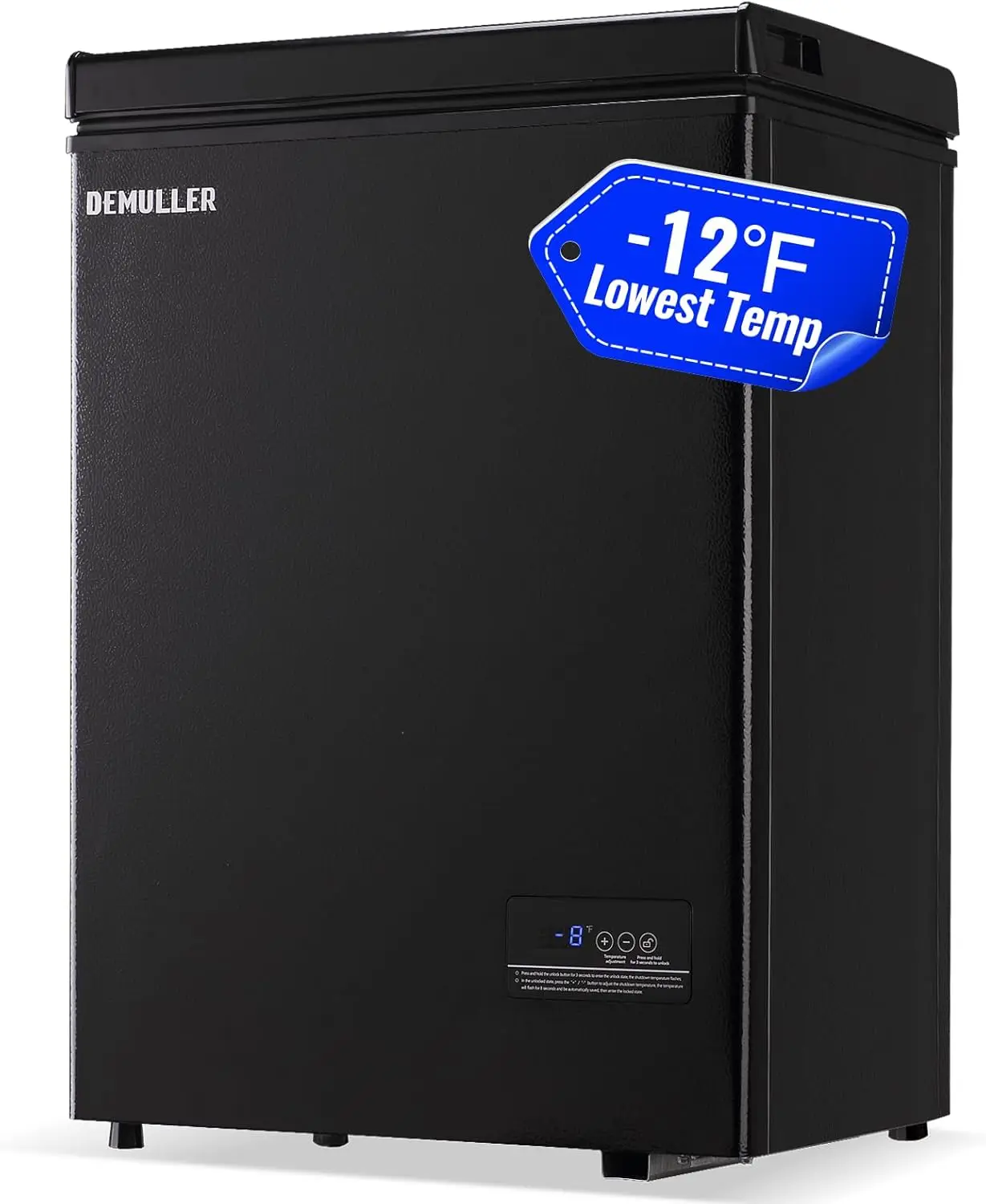 

.ft Chest Freezer with Electronic Panel, Accurate Temperature Display to 1 ℉, Black Deep Freezers with 2 Removable Baskets, Comp