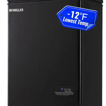 Chest Freezer with Electronic Panel, Accurate Temperature Display to 1 ℉, Black Deep Freezers with 2 Removable Baskets, Compact
