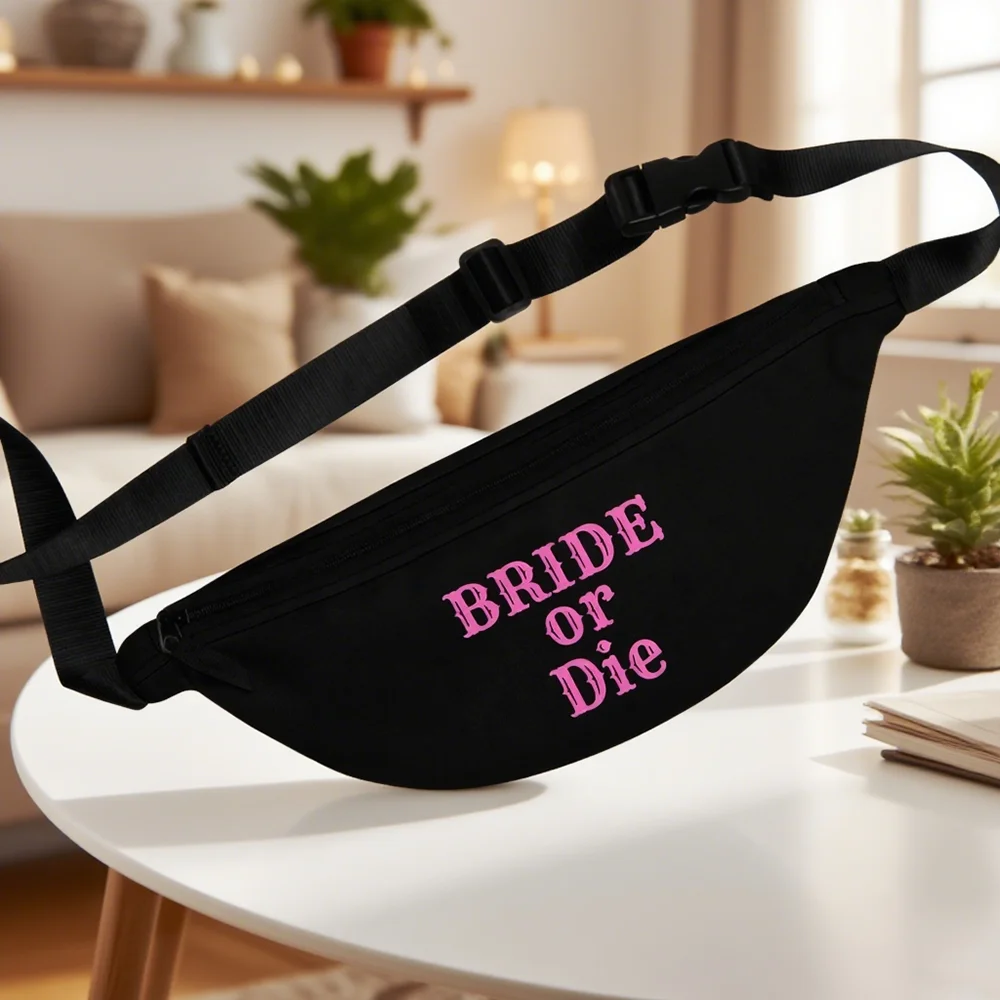 

Bride or Die Fanny Pack Bachelorette Party Bag Adjustable Waist Bride To Be Favors Gothic Wedding Halloween Bridal Shower Gifts