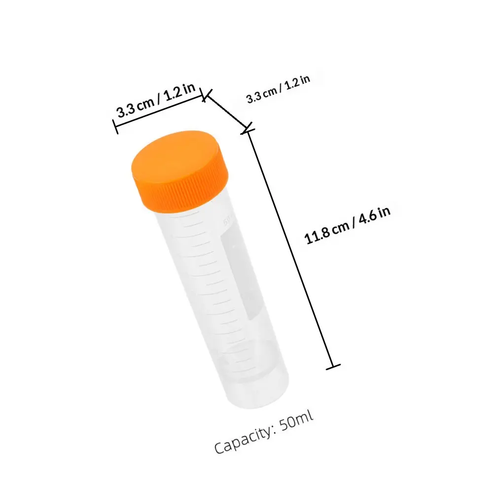 10Pcs 50Ml Clear Plastic Centrifuge Tubes with Screw Caps Lab Test Tubes for Scientific Experiments Liquid Storage PP Material