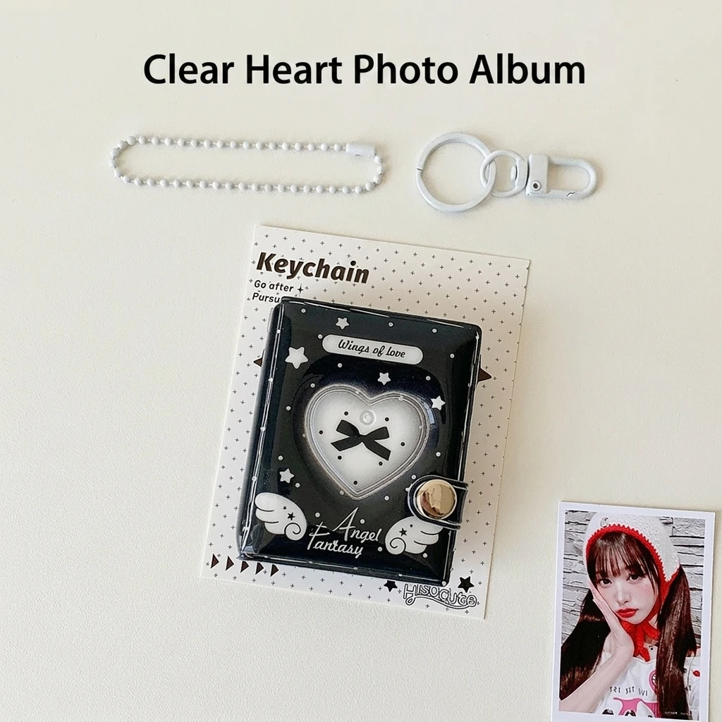 Kpop Fans Photo Album 2Inch Heart-Shaped Love Heart Hollow Picture Storage Case Kpop Card Binder Name Card Book Photocard Holder