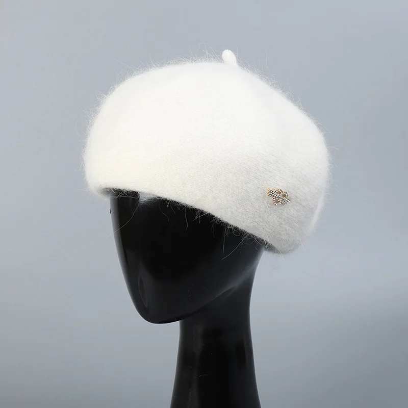 

Beret Women Winter Hat Angora Knit Autumn Warm Accessory For Cold Weather Outdoor Hiking