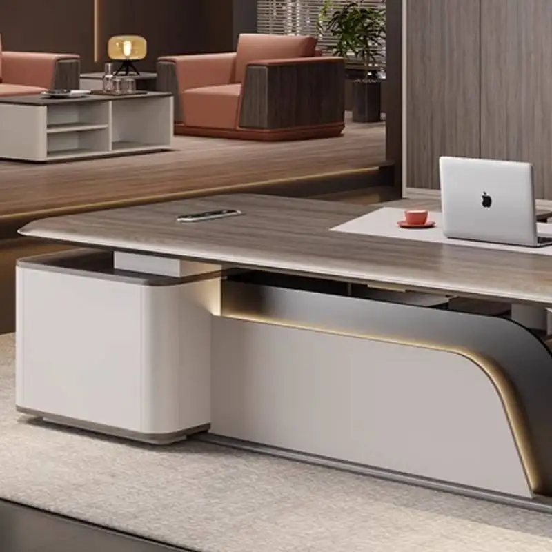 مكتب تنفيذي للمدير الأبيض مصنوع من الخشب القوي والكبير الفاخر ومكتب تنفيذي حديث ورخيص وأثاث مساحات صغيرة من Tisch #4