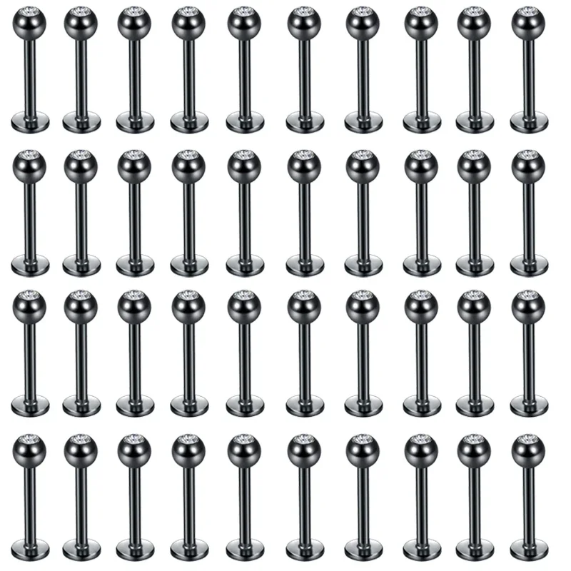 40Pcs/set 316L Stainless Steel Labret Piercing Jewelry, Lip Rings Nose Rings Nose Studs Cartilage Tragus Conch Earring Studs
