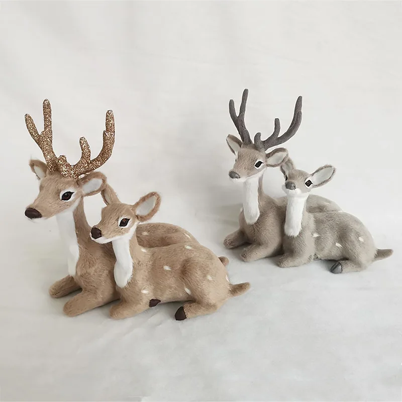 1pcs/2pcs Simulation Animal Model Small Sika Deer Craft Christmas Deer Ornament Kid Gift Forest Animal Home Desk Dollhouse Decor