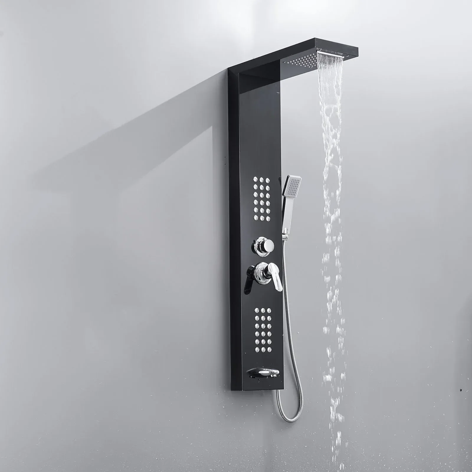 Hot Cold Water Mixer Villa CN;ZHE Stainless Steel Ceramic Modern Contemporary Led Digital Brushed Nickel and Black