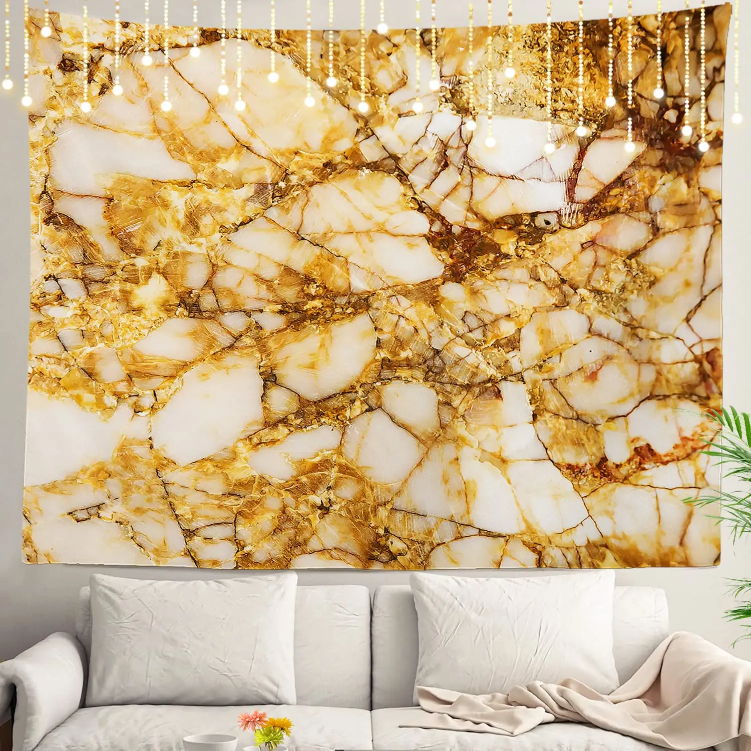 Marble Stone Beige Wall Tapestry, Granite Elegance Slab Vintage Nature Wall Hanging Large Tapestries Polyester Dorm Room Bedroom