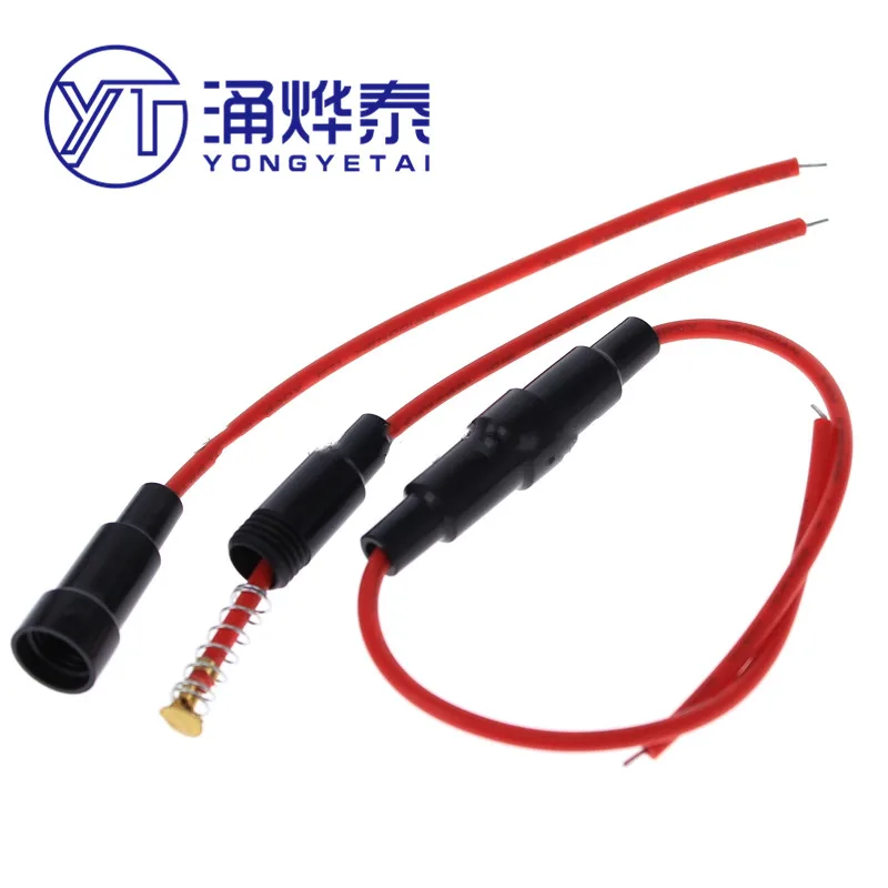 YYT 10PCS Fuse Holder Tube 5x20 6x30mm with Wire Tube Sleeve Box 0.5 Square 0.75 Square 1 Square Copper Wire for Electrical
