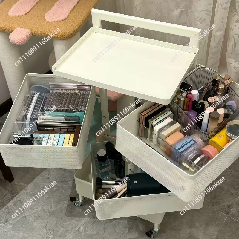 Multi-layer cart rack removable snacks cosmetics storage cabinet bedroom multi-function rotating mobile cart