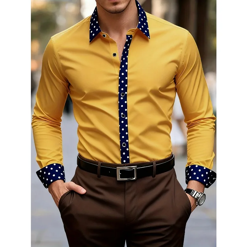 

FGKKS Men's Shirt Brand New Arrival Patchwork Four Season Tuxedo Long Sleeve Smart Casual Elastic Male Business Shirts