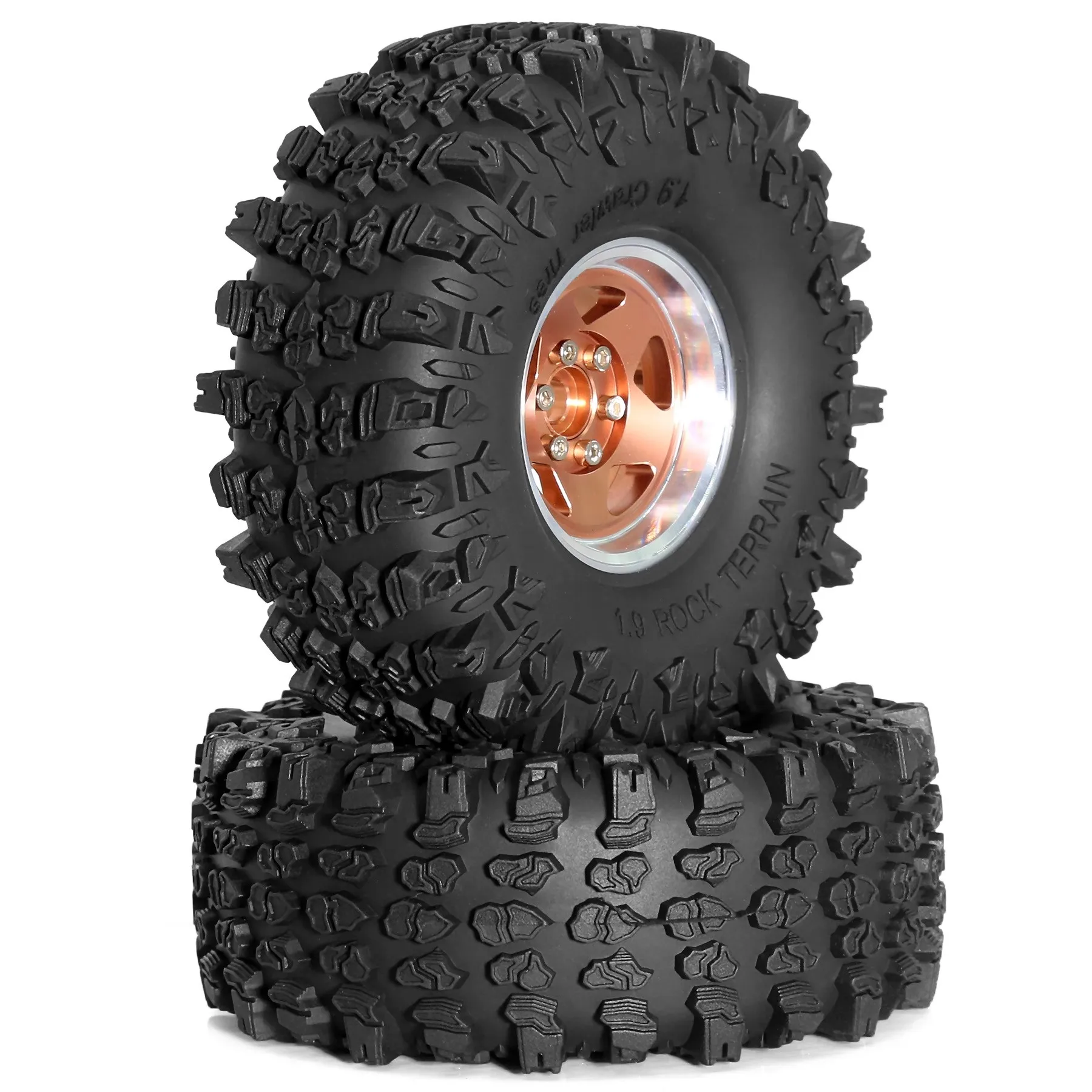 Juego de neumáticos para coche de escalada Rc de 2,2 pulgadas, neumáticos de barro de carcasa blanda de alta viscosidad, llantas hexagonales de aleación de aluminio de 12 mm, adecuadas para coches de control remoto a escala Trx4/Scx10/Gen8 1/10