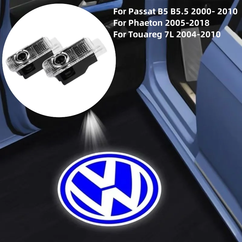 2Pcs LED Car Door Courtesy Lamp Projector Ghost Shadow Lights For VW Passat B5 B5.5 2000- 2010 2009 2008 2007 Phaeton Touareg 7L