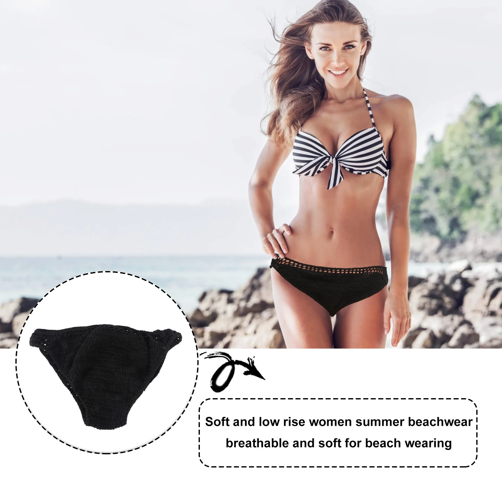 1 個のニットショーツ女性用ローライズビーチビキニブリーフ快適で通気性のある夏の水着、海辺のプールや池での着用に