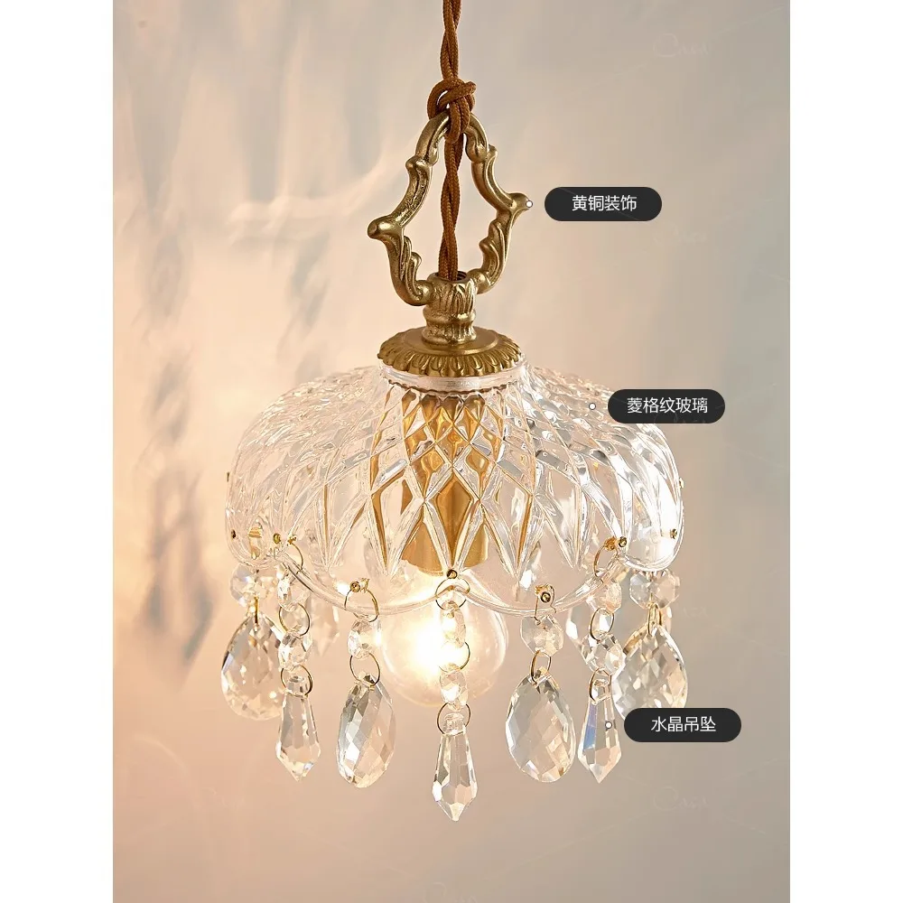 

Casa all-copper retro light luxury crystal small chandelier aisle entrance bedside balcony corridor cloakroom French lamps