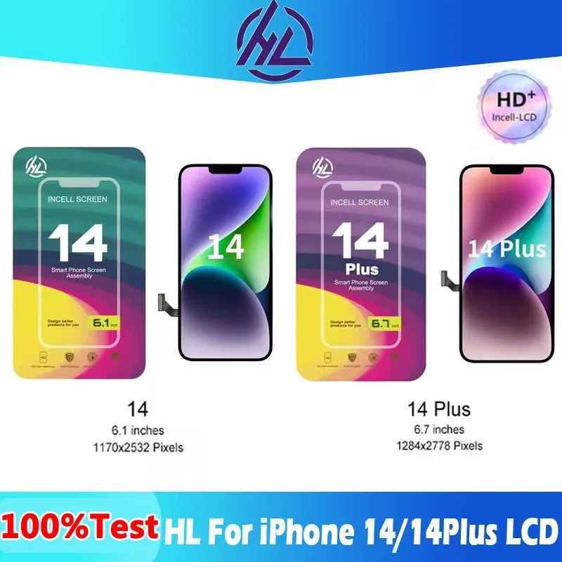 

HL-Incell HD+ iPhone LCD Screen For iPhone 14 LCD 14Plus LCD With 3D Touch Digitizer Assembly Display No Dead Pixel 100% Teste