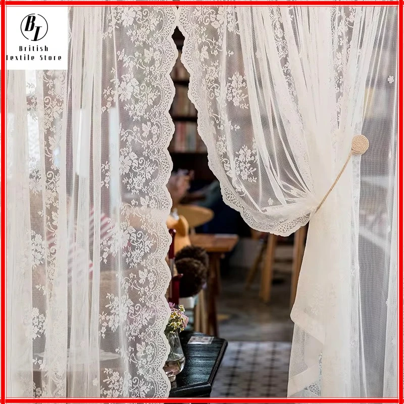 

Korean vertical bar embroidered curtain lace Princess wind door curtain bedroom partition decorative embroidered curtains tulle
