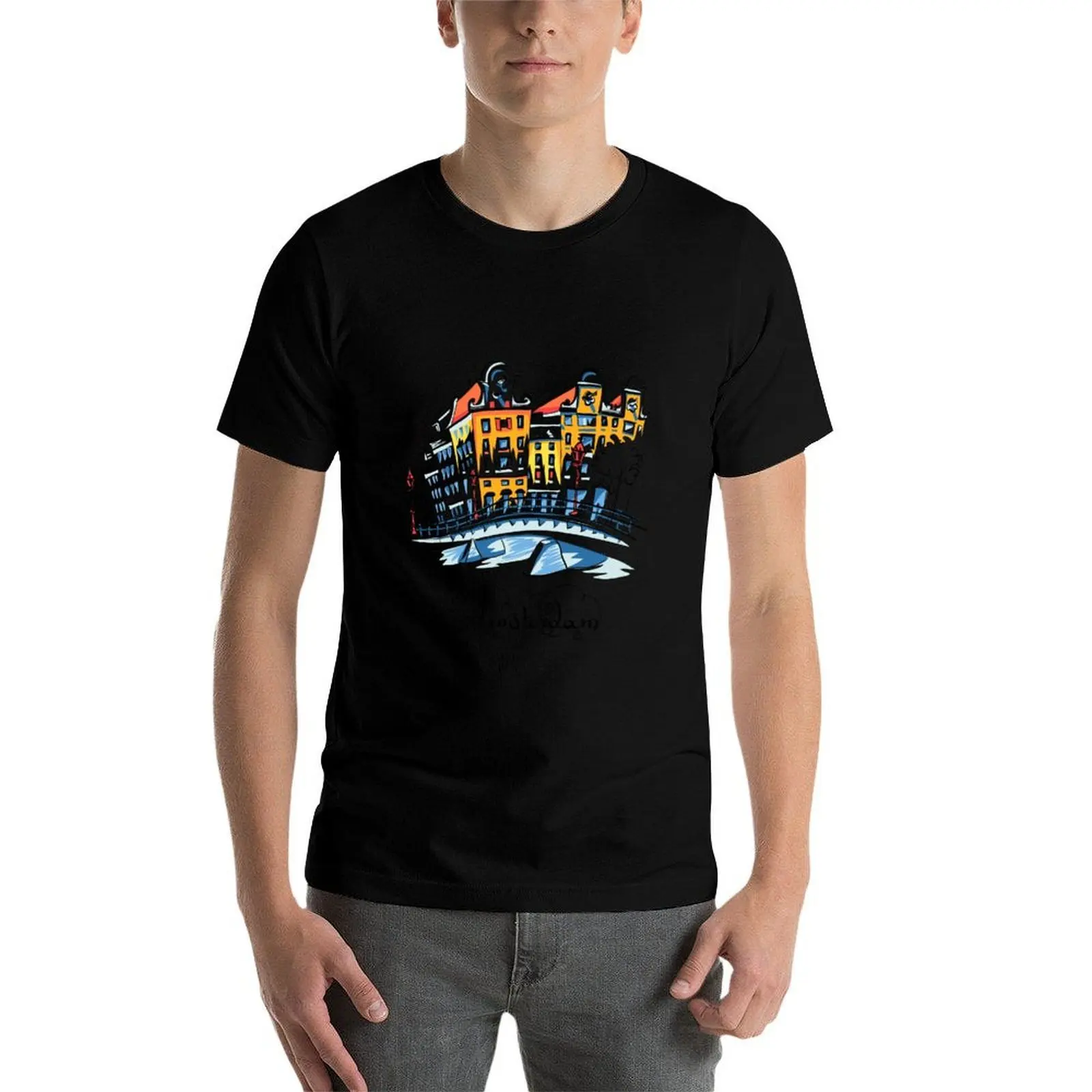 City view of Amsterdam T-Shirt t shirts for man pack cotton cotton t shirt pack T-Shirt