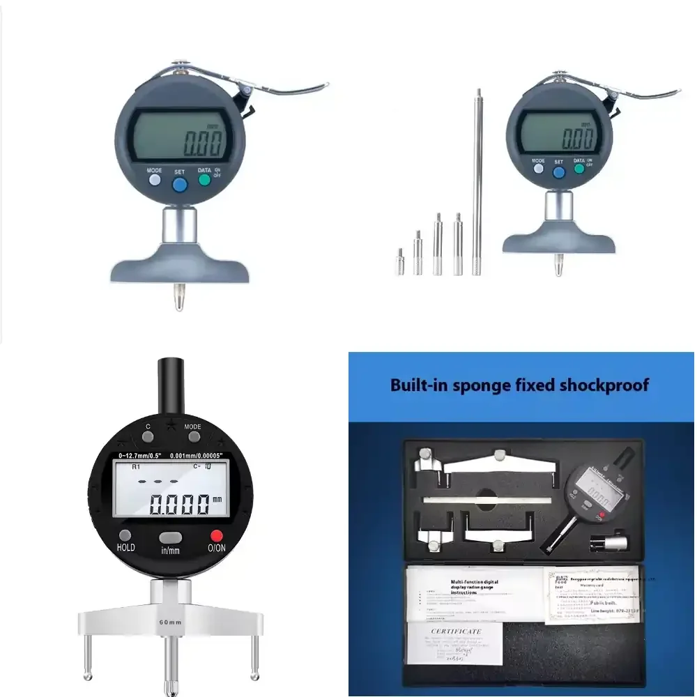 Radius Gauge with LCD Display, 5-999.99mm Arc Measurement for Precision Curvature Testing