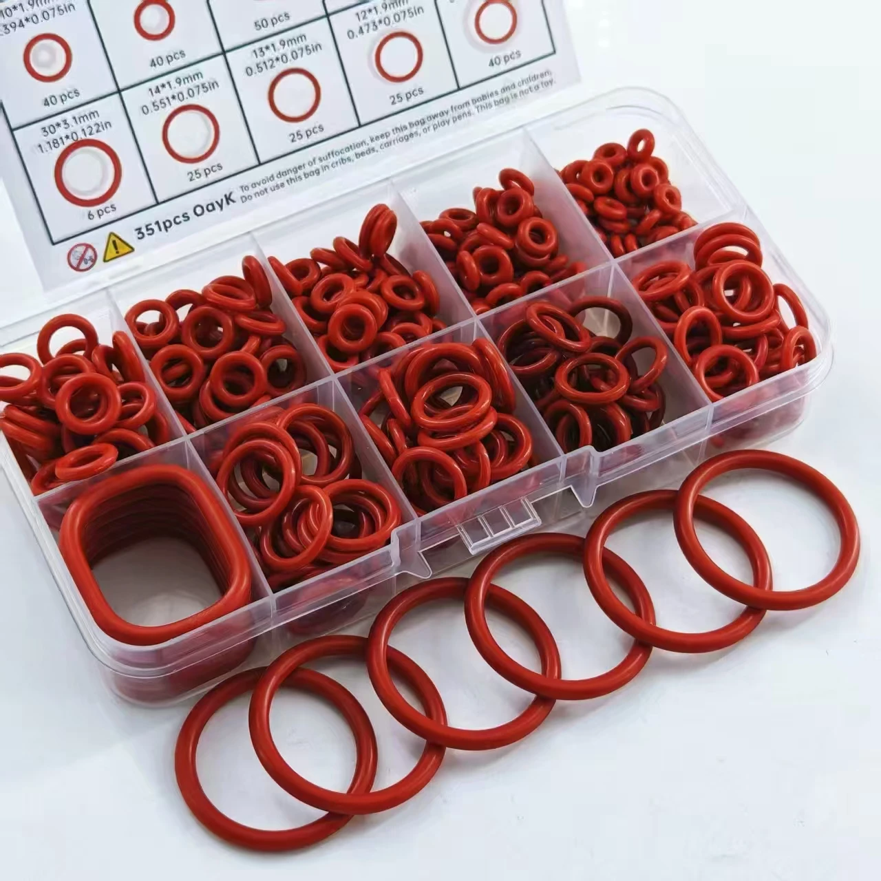 702/351pcs Silicone O-ring Set 10 Sizes Oil Heat Resistant Suitable For Cars Pipelines Circular rubber Sealing Ring Gasket Pad image 3