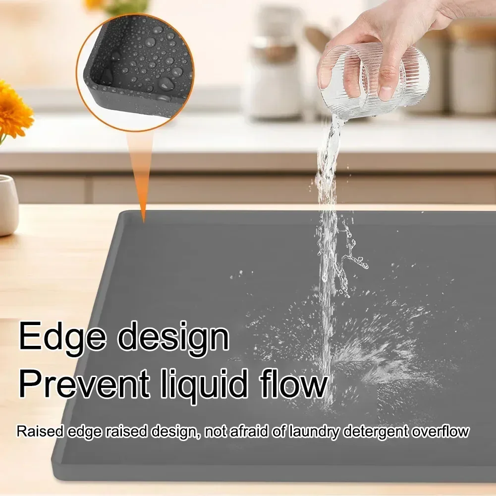 Mini Fridge Silicone Mat With Raised Edge Soft Under Refrigerator Mat Floor Protector Washable Multipurpose For Washing Machine