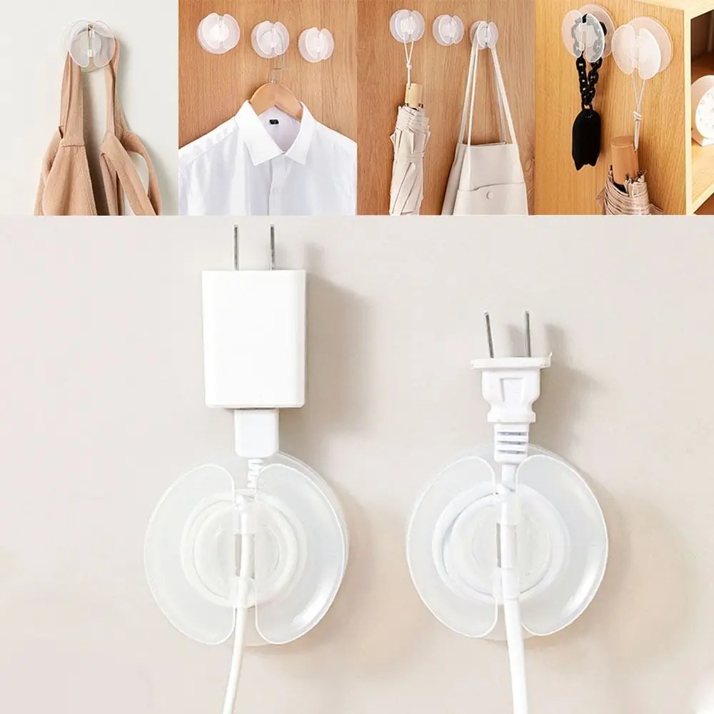 4 pcs Wear-resistant Cord Organizer Wire Management Self Adhesive Round Storage Case Hook Transparent Wire Fixing Clip Desk