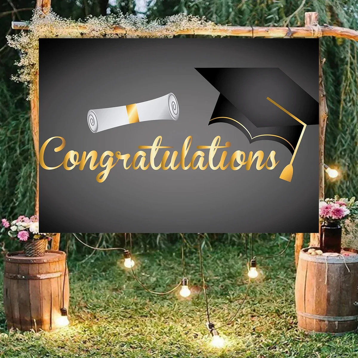 

Congradulation For Graduation Banner For Welcome Party Background Name Customization Backdrops Decoration photograpy