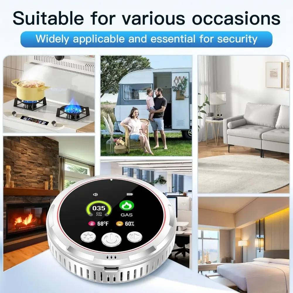 Portable 5-in-1 Compound Gas Detector Digital Display Multifunctional Air Quality Monitor Tester Safety Alarm Safety Monitor
