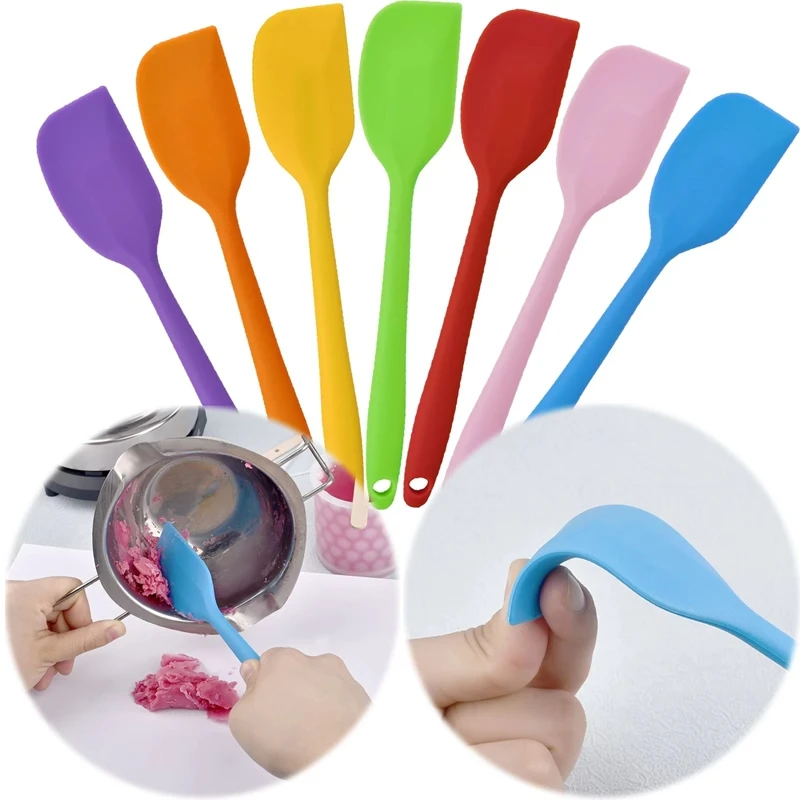 1PC Silicone Cream Spatula Non-stick Butter Spatula Heat-resistant Kitchen Baking Tools DIY Cake Baking Tools 9 Colors