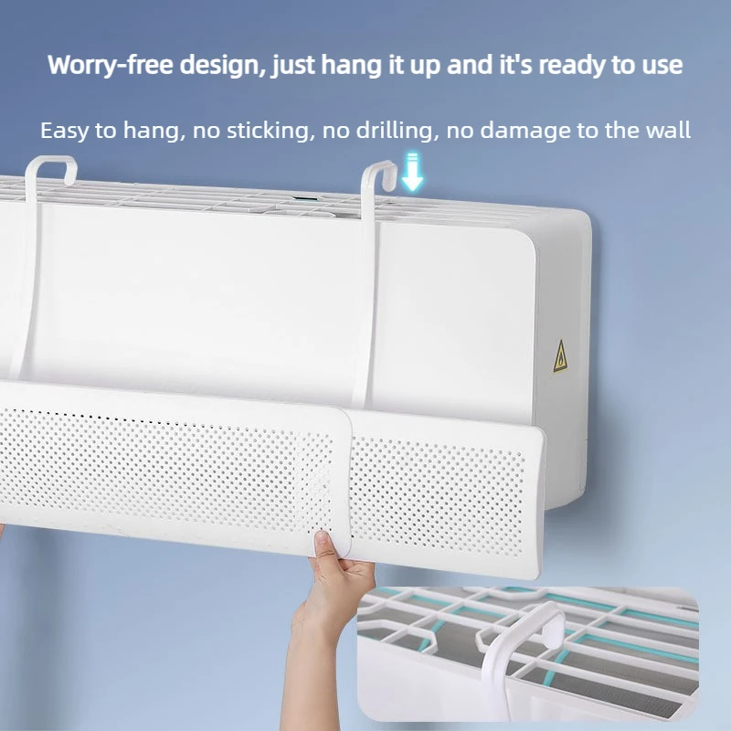 3‑in‑1 Retractable AC Air Deflector, No‑Drill Anti‑Direct Blow Wind Shield for Wall Mounted Baby Home
