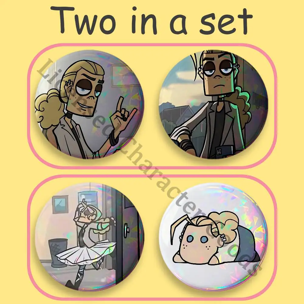 M-Metal F-Family Dee Printed Pins 2-Piece Set Couple Badges Decorations Souvenir Collectibles 25 32 44 58 75 mm