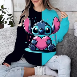 Hoodie Pullover Hooded Sweatshirts Women Stitch Print Long Sleeve Plus Size Casual Pull Hoody Autumn Clothes Sudadera y2k