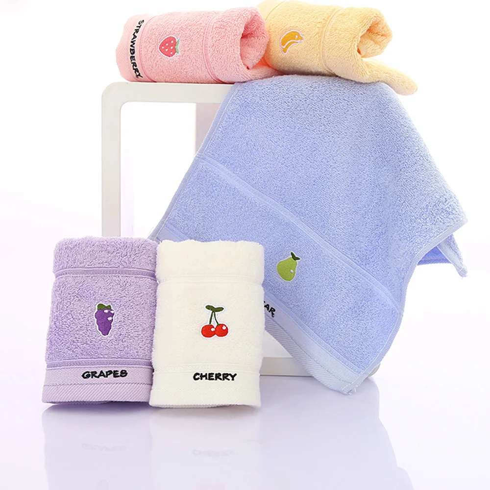 1Pcs Summer Fruit Kids Towel Lovely Cherry/Strawberry/Banana Pattern Bathroom Towels Pure Cotton Baby Children Towel Accessories