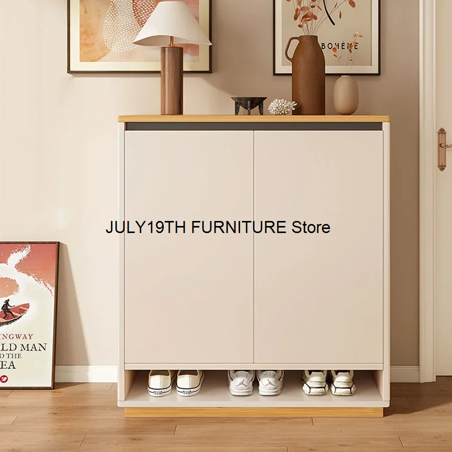 Zapatero de puerta portátil, armario de madera para habitación pequeña, útil, creativo, pasillo de almacenamiento Personal, muebles altos estrechos